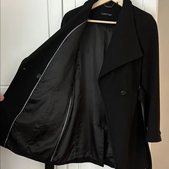 Calvin Klein Women's Wool Coat - Single button with Belt - Picture 2 of 10